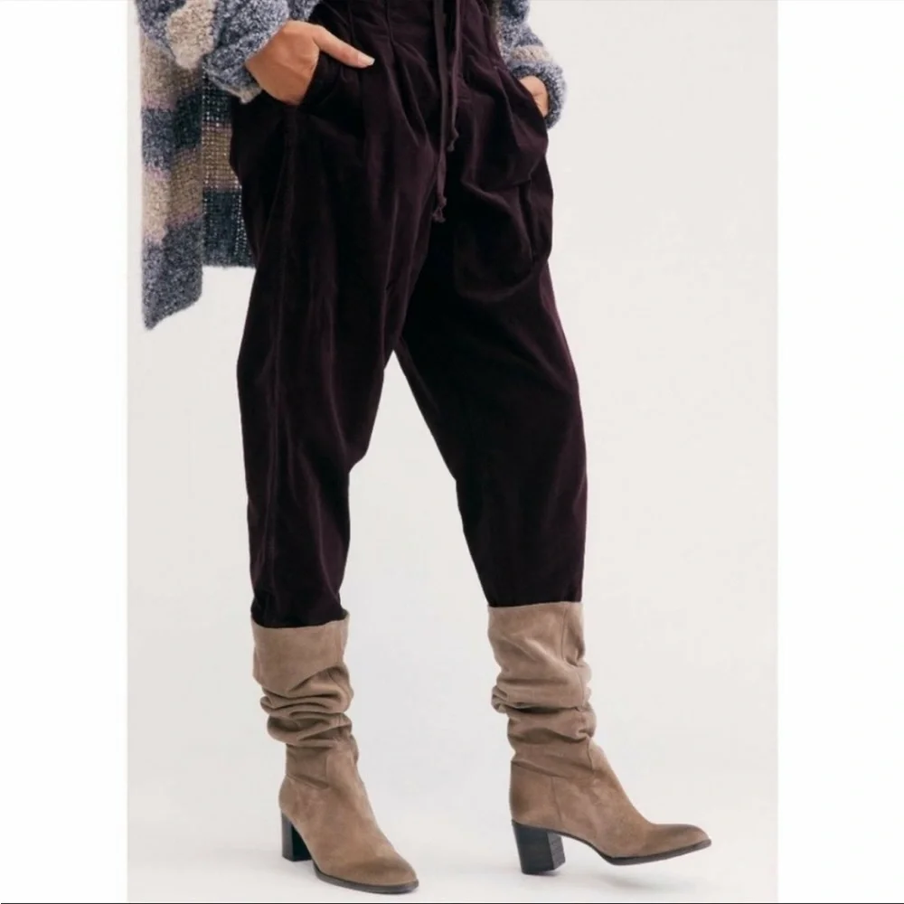 Free People Boots Cleo Slouch Suede Knee High Heeled Leather Grey NIB US 8 EU 38 - Picture 4 of 15